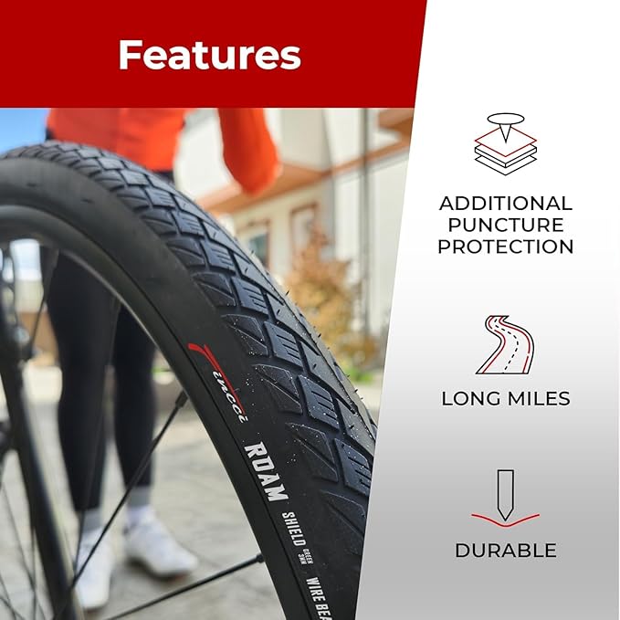 Fincci City 700x35c Bike Tire with 700c Bike Tube Schrader/Presta - 2er Foldable 700c Tires, 37-622 with 1 mm Puncture Resistant - Kevlar Road Bike Tires 28 inch for Touring, Hybrid, Electric Bicycles