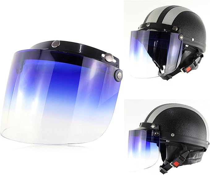 Warm Hat,Windproof 3-Snap Visor Lens Shield for Motorcycle Helmets Flip Up Down Open Face Anti Glaring Accessories