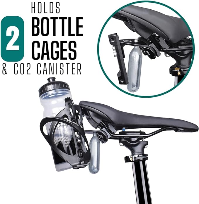 VeloChampion Bike Dual Bottle Cage Holder | Carry 2 Bottles up to 750ml | Ideal for Triathlon & Road Cycling | Suitable for Saddle Rails 50-70mm (Premium)