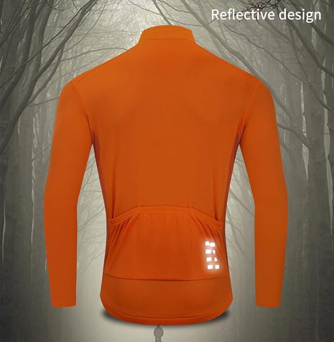 WOSAWE Men's Cycling Jersey Long Sleeve Bicycle Shirt Breathable Mountain Bike Tops for Riding, Running, Hiking