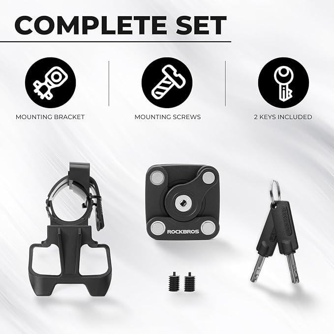 ROCKBROS Folding Bike Lock for Bicycle Scooter Ebike, Anti-Theft Foldable Steel Bicycle Lock with Keys, Mounting Bracket & Straps, 27in 1.32lbs