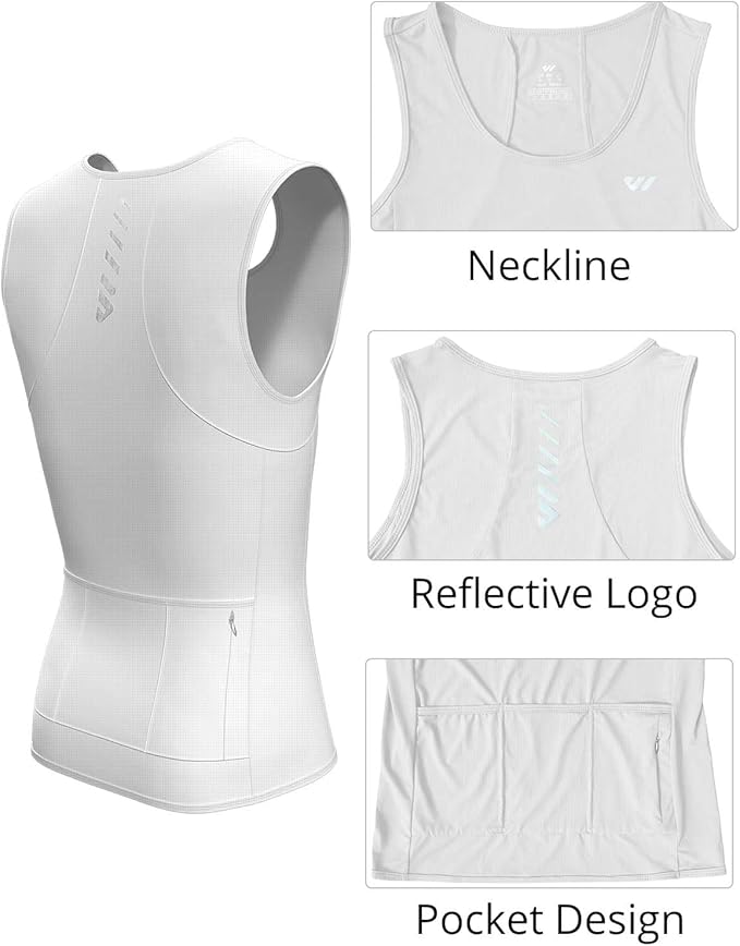 Lo.gas Sleeveless Cycling Jersey Men, Biking Base Layer Breathable and Lightweight with Back Pocket Sports Vest