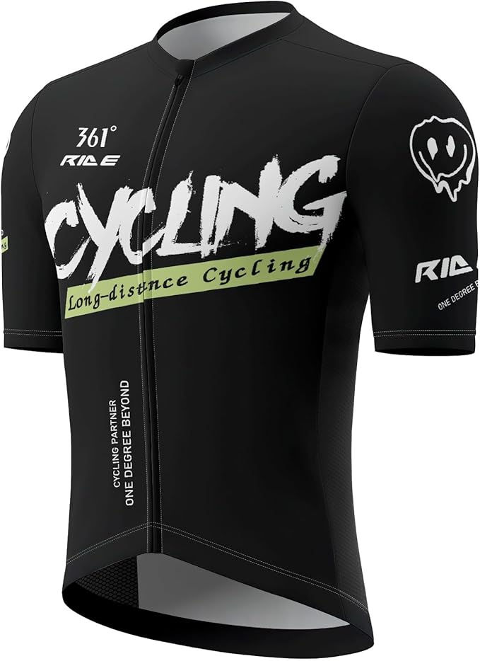 Men's Cycling Jersey Short Sleeve Breathable Quick Dry Bike Shirt Lightweight MTB Road Bicycle Jersey Full Zip 3 Rear Pockets