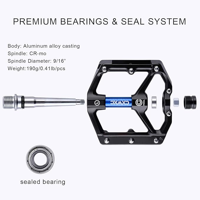 CXWXC Road/MTB Bike Pedals - Aluminum Alloy Bicycle Pedals - Mountain Bike Pedal with Removable Anti-Skid Nails