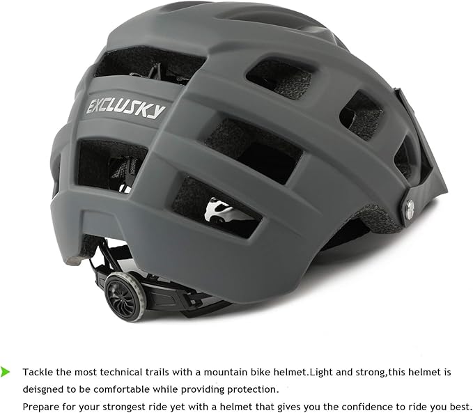 Exclusky Bike Helmet Mountain Bike Helmet for Adults Lightweight MTB Cycling Helmet for Men Women Adjustable Bicycle Helmet with Visor