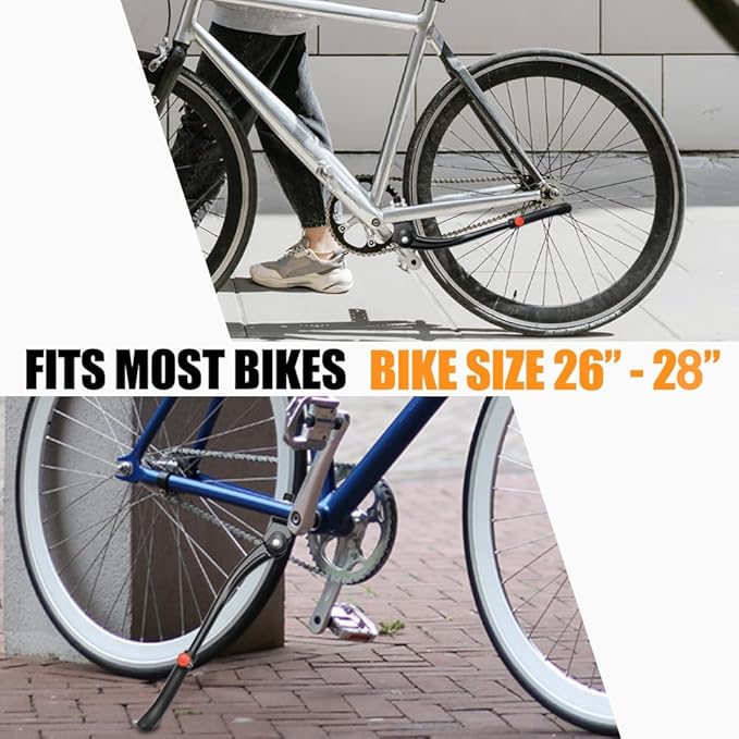 Bike Kickstand Adjustable Aluminium Alloy Bicycle Kickstand Bike Side Kickstand Fit for 26" 28" 29” Mountain Bike/Road Bike/BMX/MTB (Center Stand (Black) for 26-27-28 inch bike)