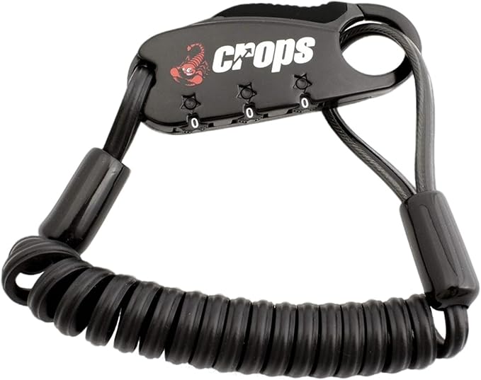 CROPS Q-BIRO MINI Compact Bike Lock Cable, 3 ft, Black Anti-Theft 3-Digit Resettable Combination Lock with a Shape-Memory Coiled Cable and BIROTATION Technology; Great Option for Road Cyclists