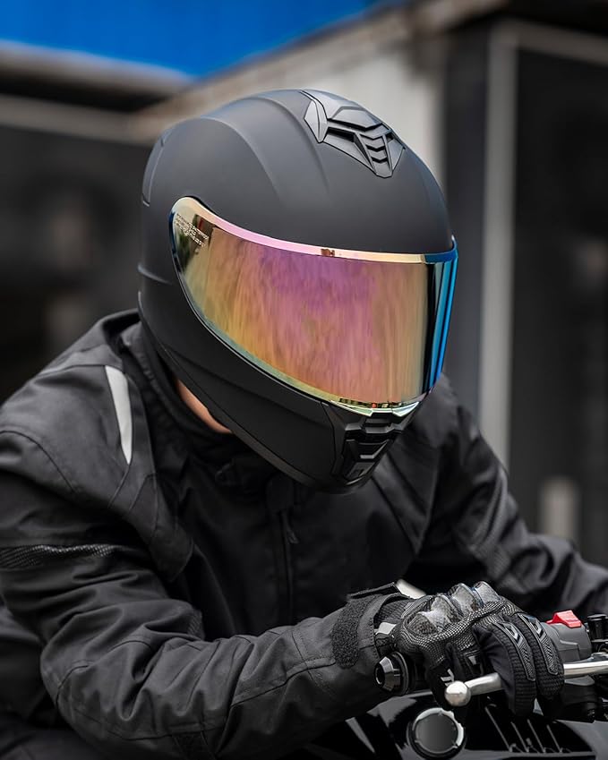 Motorcycle Helmets for Adult Men Women, Full Face Lightweight Street Bike Racing DOT Helmet with Extra Clear Visor Model AU-T801