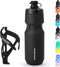 Bicycle Water Bottle Holder with 24 Oz Bottle, Durable Leak-Proof Non-Slip Design, Lightweight & Universal Fit for Mountain/Road Cycling Accessories