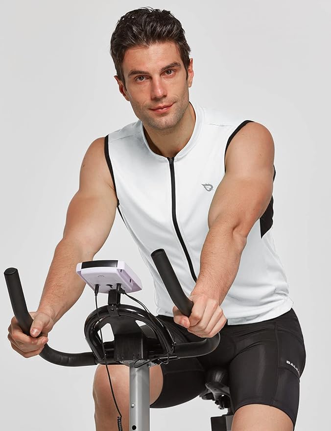 baleaf Men's Sleeveless Cycling Jersey Road Bike Shirt Bicycle Biking Tank Tops Full Zip Pockets SPF UPF50+