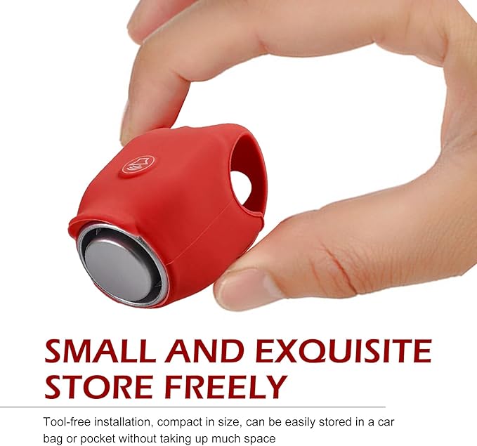 Electric Bike Horn, 120DB Loud Elasticity Silicone Bicycle Bell, Waterproof Bicycle Warning Horns with 6 Sound Options, Universal Handlebar Alarm for Adults Kids Bike/Scooter/Ebike (Red)