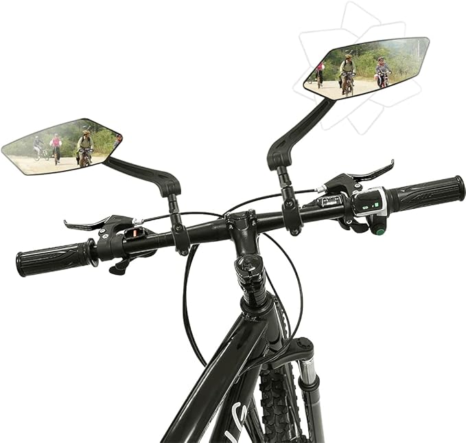 AtfArt 2 Pcs Bike Mirror Handlebar Mount HD Bike Rear View Mirror Bicycle Mirrors for Handlebars Adjustable Rotatable Bike Mirrors Ride Safely for Ebike Moped electric Bike Accessories(2 Pack)