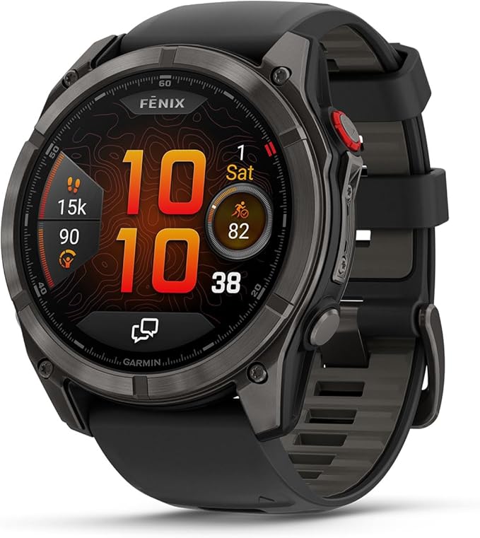PlayBetter Garmin Fenix 8 Pro AMOLED Sapphire (51mm, Carbon Gray DLC Titanium) Multisport GPS Smartwatch Bundle - 1.4” Touchscreen, inReach Technology Wireless Running Earbuds