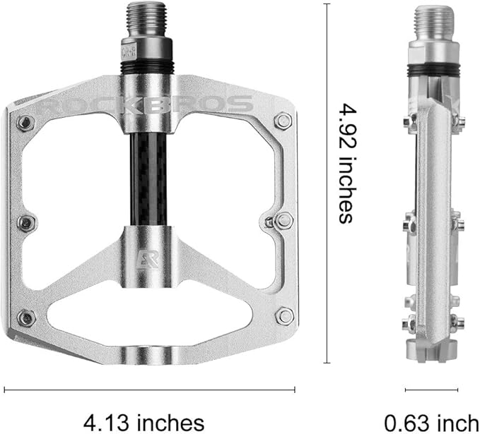 Rock BROS Mountain Bike Pedals Flat Bicycle Pedals 9/16 Lightweight Road Bike Pedals Carbon Fiber Sealed Bearing Flat Pedals for MTB