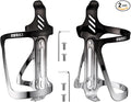 Corki Cycles Water Bottle Holder Aluminum Alloy Right and Left Entry Bike Water Bottle Holder for Road, Mountain and Gravel Bikes - Left Duo Pack - 2Pack - Black & Silver
