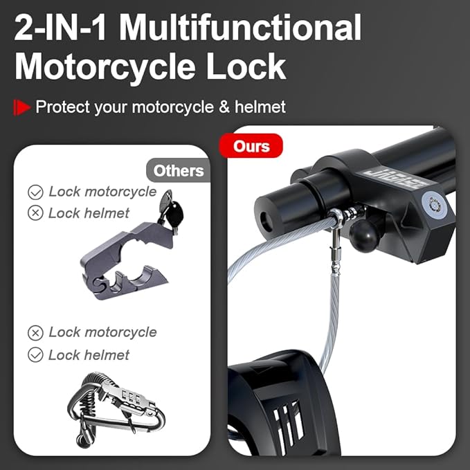Motorcycle Lock 'Combo Anti Theft Lock' for Motorbike, Scooters, ATV & Dirt Bike