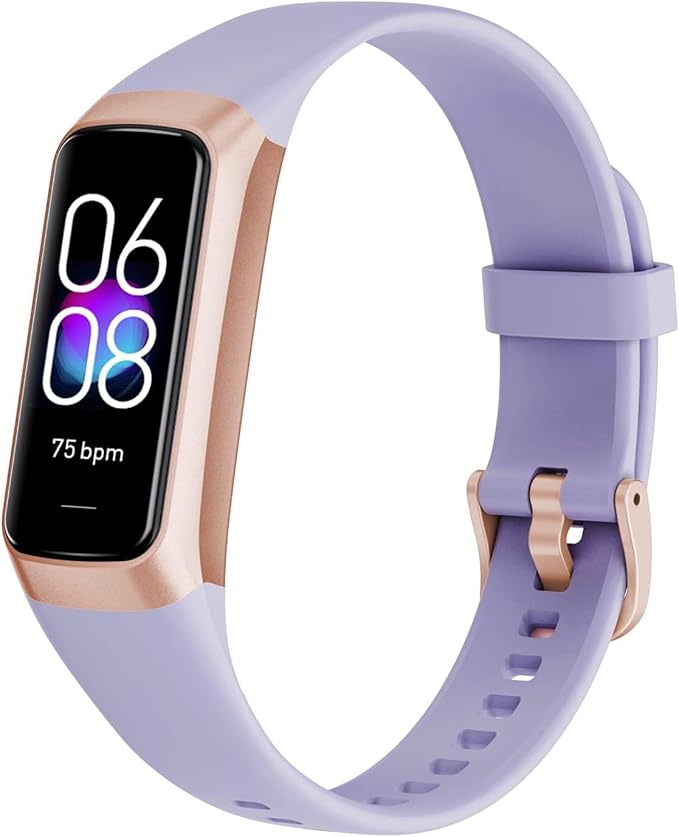 Fitness Tracker with 24/7 Heart Rate Sleep Blood Oxygen Monitor,IP68 Waterproof Smart Watch,1.10''AMOLED Touch Color Screen,Step Counter Health Activity Trackers for Women Men (Purple)