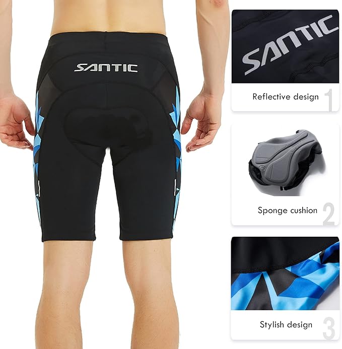 Santic Men's Cycling Shorts Padded Bicycle Riding Pants Bike Biking Clothes Cycle Wear Tights