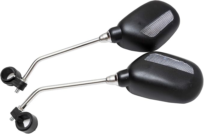 Bike Handlebar Rearview Mirror 2 Pack - Rotatable and Adjustable Wide Angle HD Safe Glass Rear View Shockproof Side Flat Mirror Universal For Bike Bicycle E-bike (BM046)