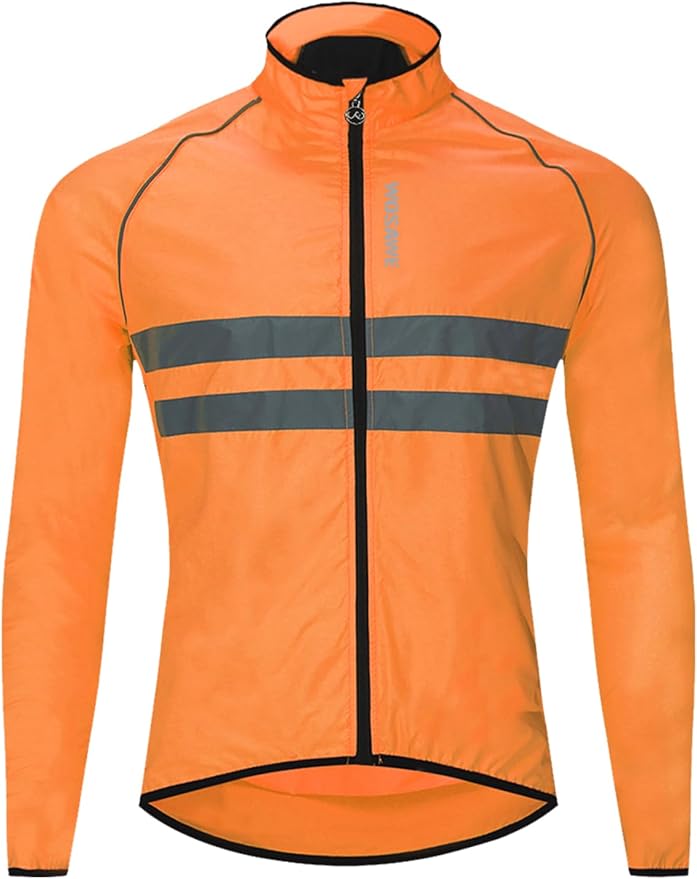 WOSAWE Men's High Visibility Cycling Wind Jacket Water Resistance Reflective Windbreaker