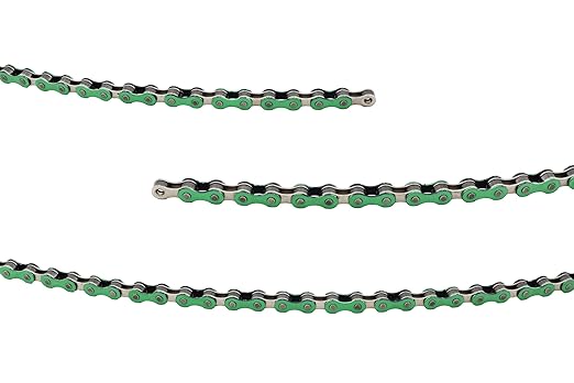 Bicycle Chain, 116 Links, 1/2 x 1/8 inches, Steel Single Speed with Magic Buckle, for Fixed Gear Bikes, Commuter Bikes, MTB (Green)