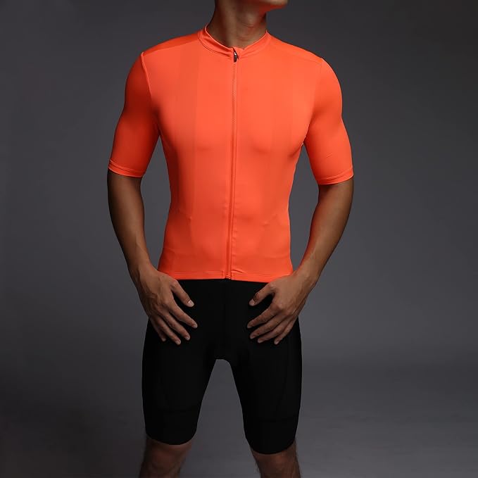 Men's Cycling Jersey Zipper Pocket Short Sleeve Lightweight Aero Race Fit Bike Jersey, UPF 50+ Biking Cycling Shirt