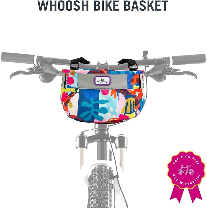 Po Campo Kids Bicycle Basket – Whoosh Bike Basket – Front Frame Handlebar Bag – Waterproof Fabric Bike Basket for Boys, Girls, Toddlers Bike or Scooter