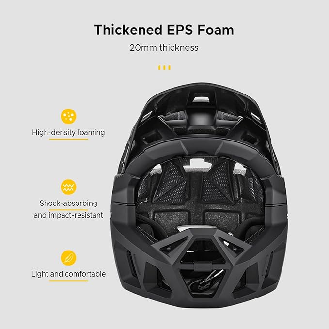Lixada Adult Bike Helmet, Full Face Mountain Bike Helmet Lightweight Bicycle Helmet with Pads & Visor, Comfort Cycling Helmet Racing Downhill MTB Helmet for Men Women