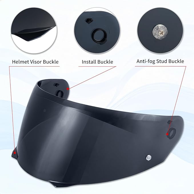 VCOROS I90 Helmet Shield Replacement, I90 Helmet Visor Shield Compatible with HJ-33 Helmet Accessories (Black)