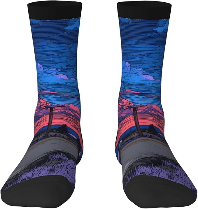 (Cycling on the road) Mid Calf Socks Breathable Adult Unisex Socks Casual Daily Wear for Women Men