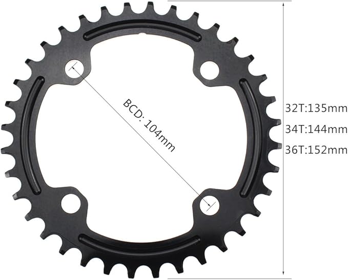 CYSKY 104 BCD Chainring 30T to 52T Narrow Wide Chainring with Sprocket Bolts for 1x Set-up Road Bike Mountain Bike BMX MTB Gravel Ebike