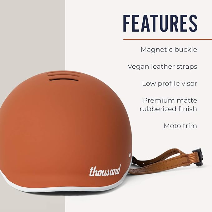 Thousand Heritage 1.0 Adult Bike Helmet; The Original Low Profile Retro Commuter Cycling Helmet Safety Certified for Bicycle Skateboard Skating Roller Skates; for Men & Women