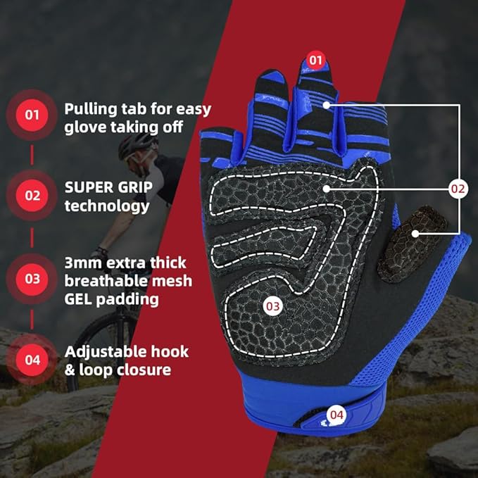 Seibertron Unisex BMX MX ATV MTB Racing Mountain Bike Bicycle Cycling Off-Road/Dirt Bike Gloves Road Racing Motorcycle Motocross Sports Gloves Touch Recognition Full Finger Glove