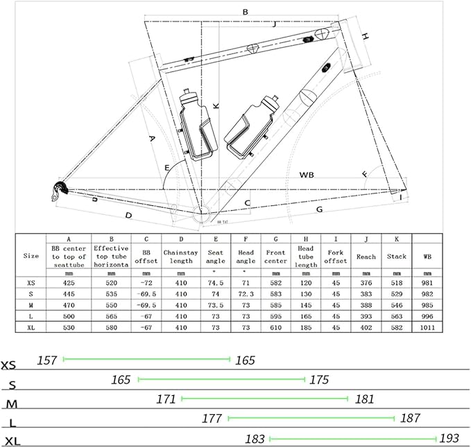 43CM 45CM 47CM 50CM 53CM Road Bike Frameset 700C Aluminum Alloy Quick Release Frame 100/130mm C Brake BSA BB68 Climbing Bike Frame with Carbon Fiber Fork(Black,50cm)
