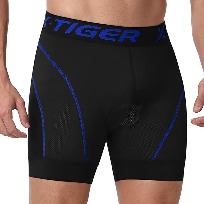 X-TIGER Bike Shorts for Men 5D Gel Padded Anti-Slip Leg Cycling Underwear Mountain Bicycle Riding Road Biking Liner