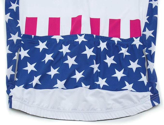 Lo.gas USA Cycling Jersey Men Short Sleeve Bike Biking Shirts American Flag Road Bicycle Clothing Full Zip with Pockets