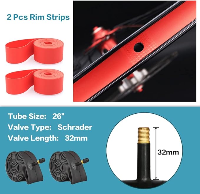 SIMEIQI 2 Pack 24/26/27.5x1.95 26x2.1 29x2.125 Inch Anti-Puncture Tires for Mountain Bike and Tubes Folding Replacement Bicycle Tyres for Hybrid Trails Commuter City Road