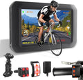 VSYSTO Bicycle Rear View Camera, WiFi GPS 4 Inch Screen HD 1080P Selfie and Rear Camera Dash Cam Handlebar Wired Controller Bike Mirror, Auto Power on/Off, Temperature and Calorie Display (F3)