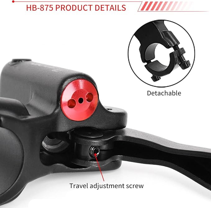 Zoom HB875 Hydraulic Disc Brakes Set, Black, Mountain Bike Left Rear 1400mm, Adapter Fit EBike Fat Bike Bicycle Accessories for Mountain Bike, Road Bike