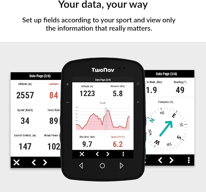 TwoNav Terra (32 GB) + Maps Included, GPS Bike Computer with 3.7-inch Wide Screen for Mountain, Hiking, MTB, Bicycle