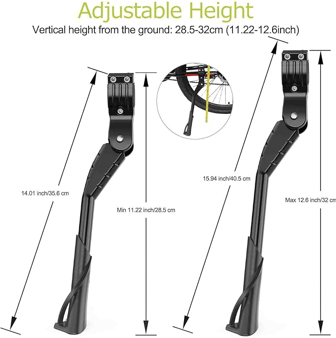 Cyfie Adjustable Bike Kickstand for 24 26 27 27.5 28 29 Inch Wheel Rear Side Bicycle Aluminum Alloy Mountain Bike Kickstands for 24-29 Inch Adult Road Bike Kick Stands