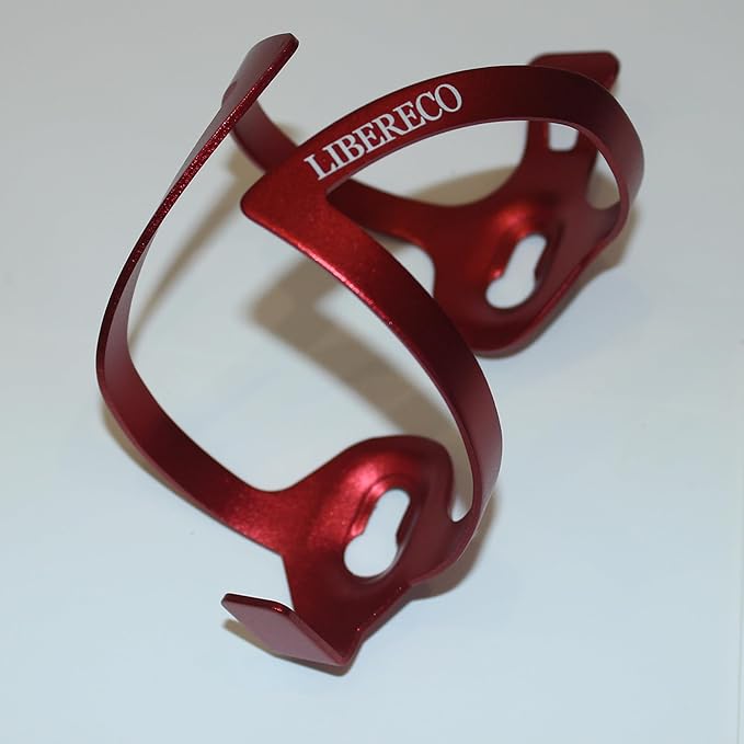 Libereco 2 Pack Lightweight Aluminum Alloy Bike Water Bottle Cage - Matte Finish, Universal Fit for Road Mountain Bicycles Cycling Accessories (Red (2 Pack))