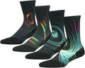 HUSO Hiking Socks Men Women Fashion Novelty Digital Printing Sports Crew Socks 3, 4 Pairs