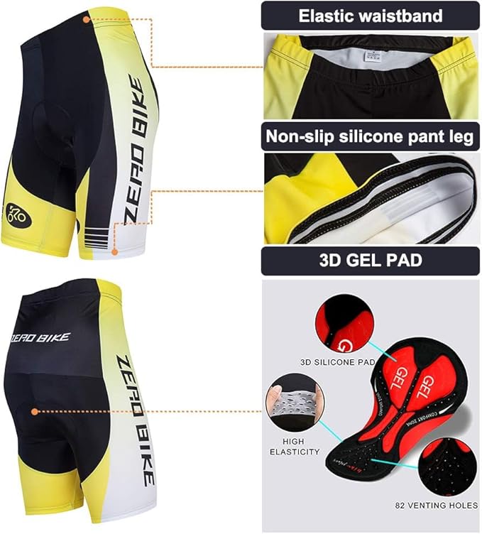 Men's Short Sleeve Breathable Cycling Jersey Set 3D Padded Bicycle Shorts Sportswear Suit Quick Dry