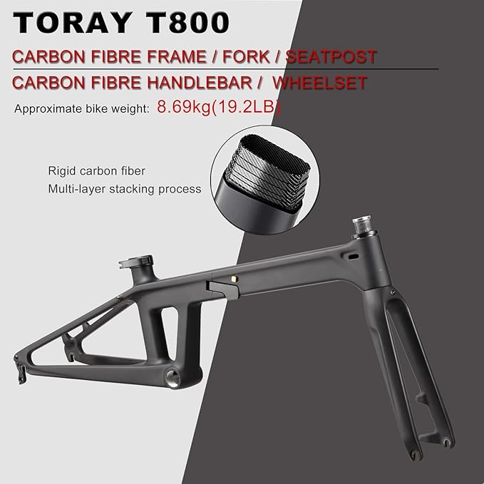KABON Full Carbon Folding Bike, 20 Inch Lightweight Foldable Bicycle with 105 R700 11S Shift Groupset and Hydraulic Disc Brake Bike