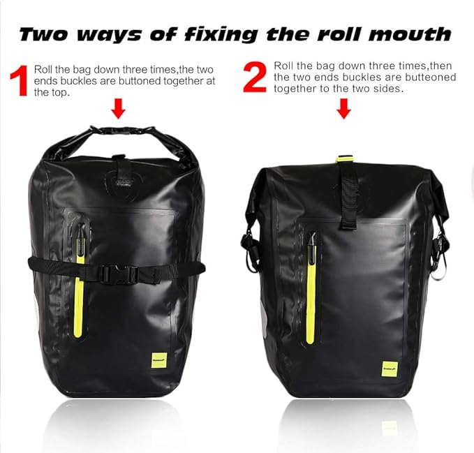 Rhinowalk Bike Pannier Bag Waterproof Bike Bag 23L for Bicycle Cargo Rack Saddle Bag Shoulder Bag Laptop Pannier Rack Bicycle Bag Professional Cycling Accessories-Black＆Green