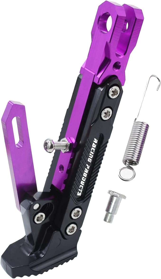 Universal Motorcycle Kickstand Adjustable Foot Side Support Parking Kickstand for Electric Motorbike Parking Foot Side Support Stand (Purple)