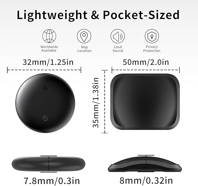 2 Pack GPS Tracker for Vehicles, Works with Android & iOS Apple Find My, No Monthly Fee or Subscription, Hidden Magnetic Car Tracking Device, Mini Smart Tags Finder for Kids, Dogs, Keys, Luggage