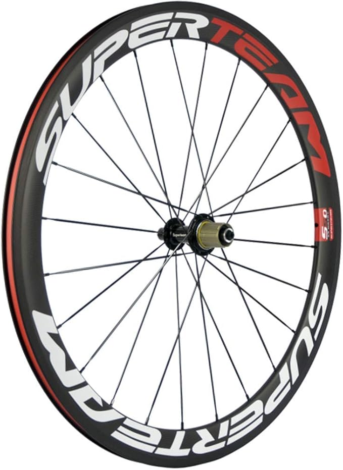 Superteam 50mm/23mm Clincher Wheelset 700c Carbon Wheel with White and Red Decal