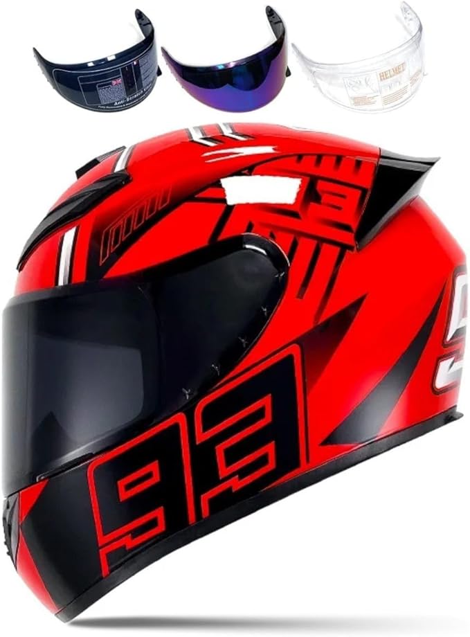 Full Face Motorcycle Helmet Racing Motocross Helmets with Pinlock Compatible Clear&Tinted Visors DOT Model Approved Street Bike Helmet